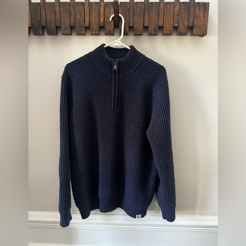 Men's Classic Navy Zip-Up Sweater